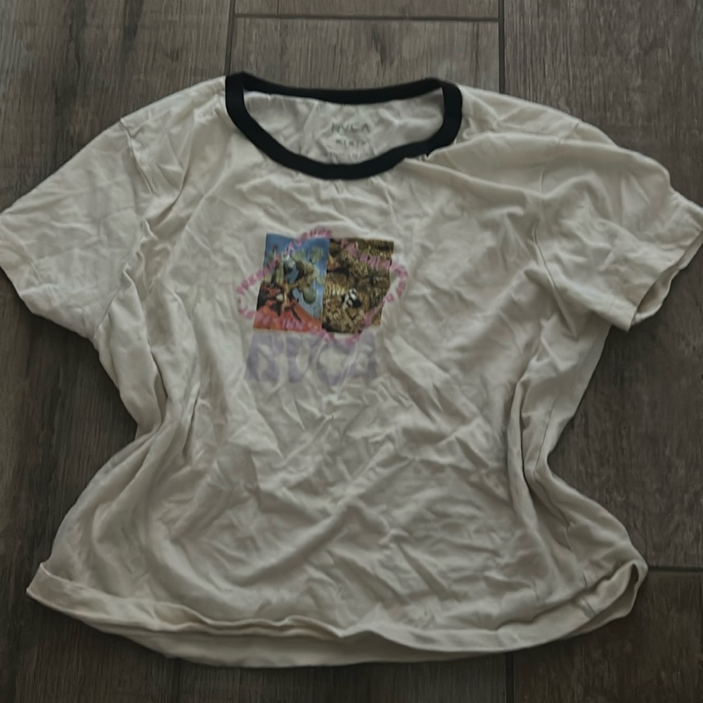RVCA Cream Tee with Black Trim
